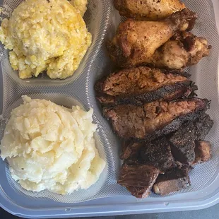 Cheddar &amp; sausage grits, cheesy potatoes, smoked wings, brisket &amp; burnt ends