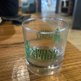 a shot of a glass on a table