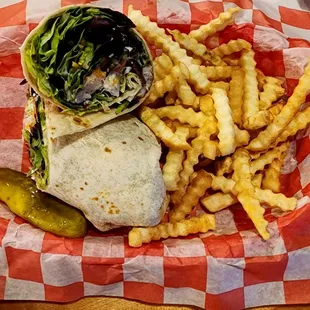Turkey bacon ranch wrap with fries ($10.00)