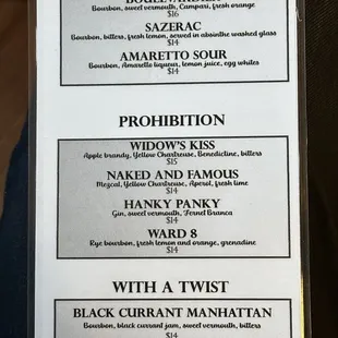 Upstairs Speakeasy Menu 2/2