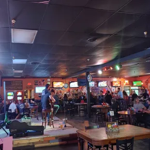 a crowd of people in a bar