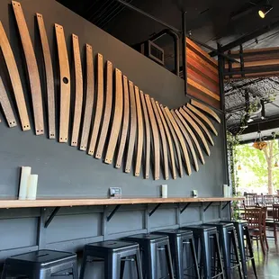 a row of bar stools in a restaurant