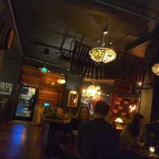 a group of people sitting at a bar