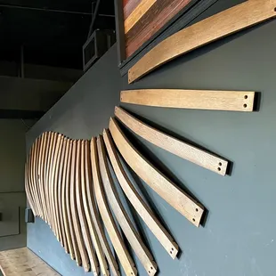 Wine barrel staves wall feature