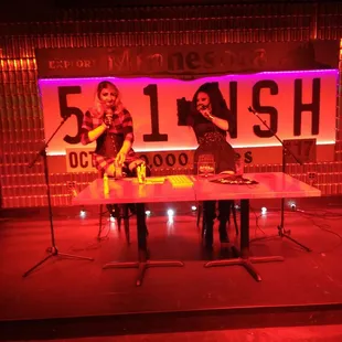 a band performing on stage