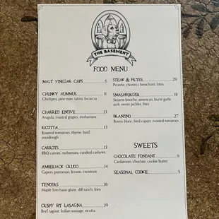 Food menu.