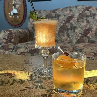 Frozen Cuban and Old Fashioned in the &quot;grandma room&quot;.
