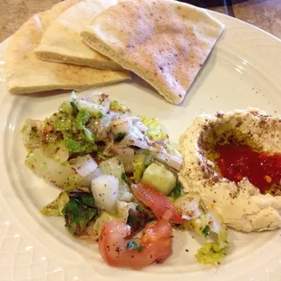 the pita/hummus and salad that comes with the dinner plates
