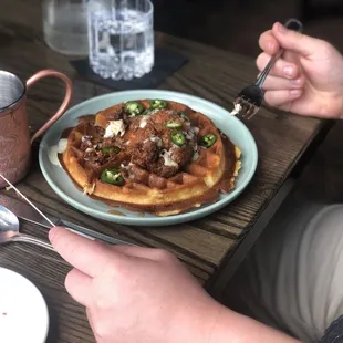 Chicken &amp; waffles, mocktail mule