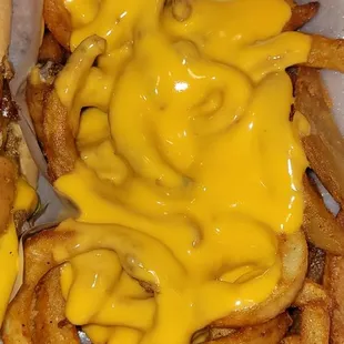 Curly fries with cheese