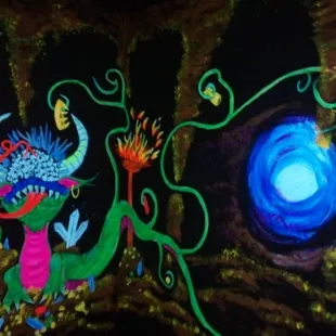 The Cave Birthday Party Room has a bunch of fun and crazy decorations.