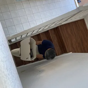 Carrying the old toilet down 6-20-22