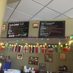 the menus on the wall