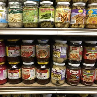 jars of food on shelves