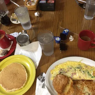 Pancakes, Western Omelette! Yum!!!