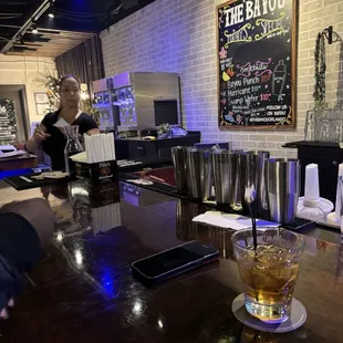Bar area is a great place to listen to music and grab a bite especially if the dining area is packed and you are waiting for a table.