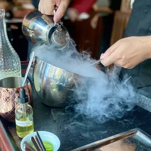 Tableside frozen cocktail prep.