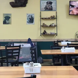 tables and chairs in a restaurant