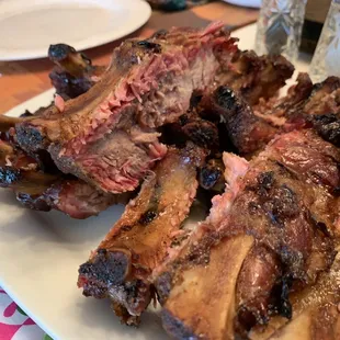 Rack of ribs to-go and separated.