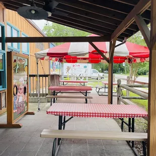 Outdoor patio. There was more behind me where this photo was taken.