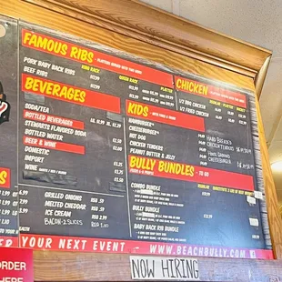 Menu board (June 2021)