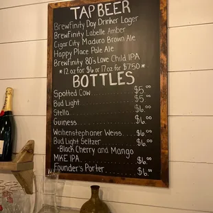 a menu on a chalkboard