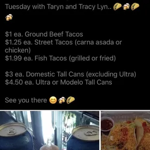 the menu and prices
