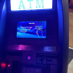 ATM available inside the bar.