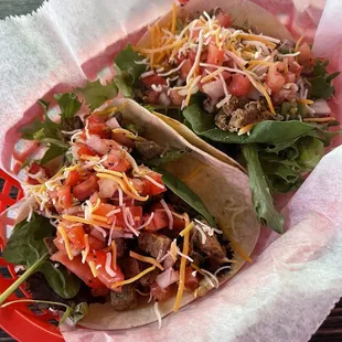 Two carne asada tacos