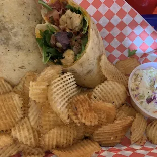 Chicken wrap with homemade chips-very good