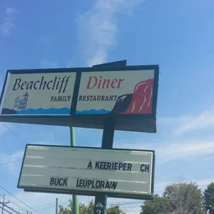 a sign for the restaurant