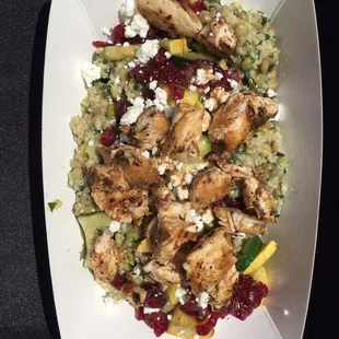 Quinoa salad with jerk chicken. Yum! 10$