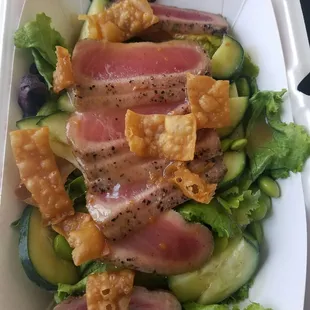 Spring salad with ahi tuna