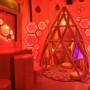 a room with a triangle shaped structure