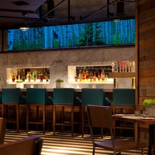 the bar and dining area