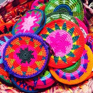 Handmade woven coin purses, $3.99.