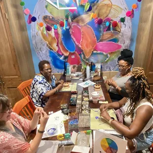 Making jewelry in our  stringing room!