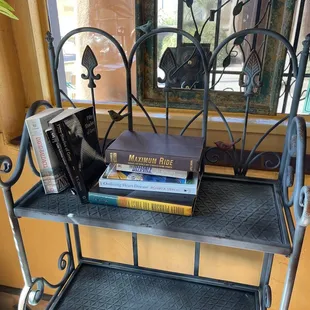 a shelf with books on it