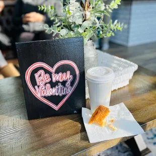 Cafe con Leche with toasted marshmallow and an Apple croissant .... And a Valentine&apos;s Day proposal ... i got a yes