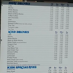 menu