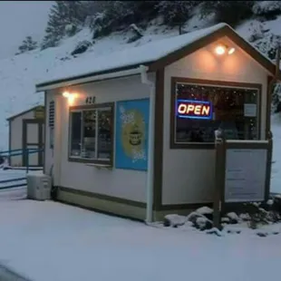 Open in the snow!