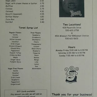 Menu front page