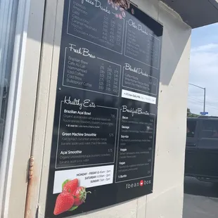 Menu as of May 2021