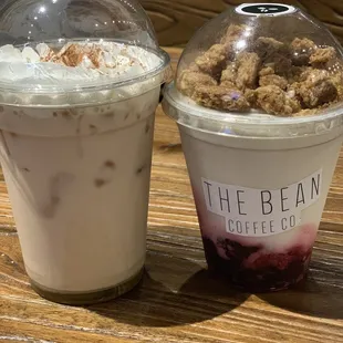 Iced Pumpkin Chai Latte and Yogurt with Fruit and Granola