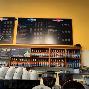 Part of menu &amp; array of syrups