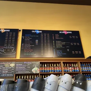 menus and prices on the wall
