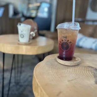 Prickly pear and salted caramel iced latte