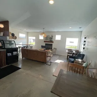 a kitchen and living room