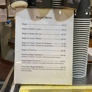 Bagel menu