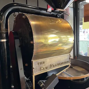 a coffee grinder in a coffee shop